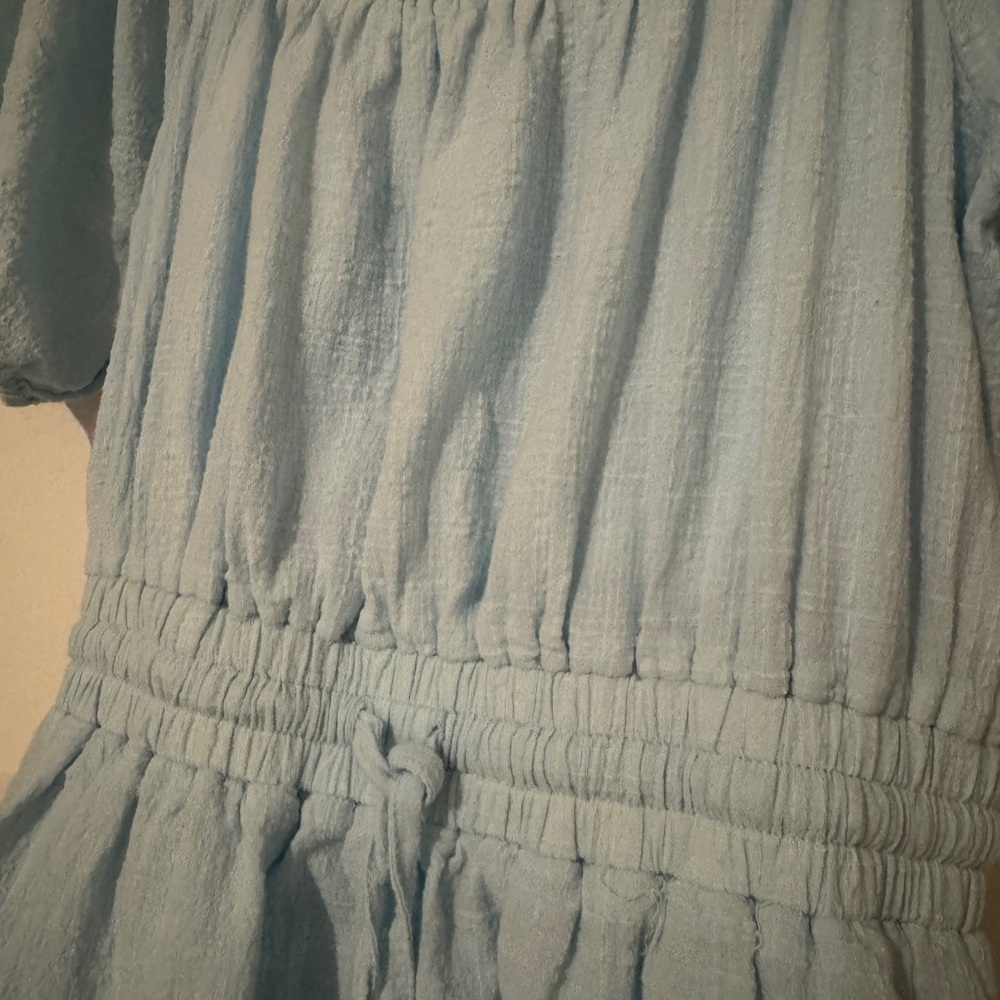 Lulus Sunny Day Feeling Light Blue Tiered Puff Sleeve Mini Dress - Size S - Picture 5 of 5